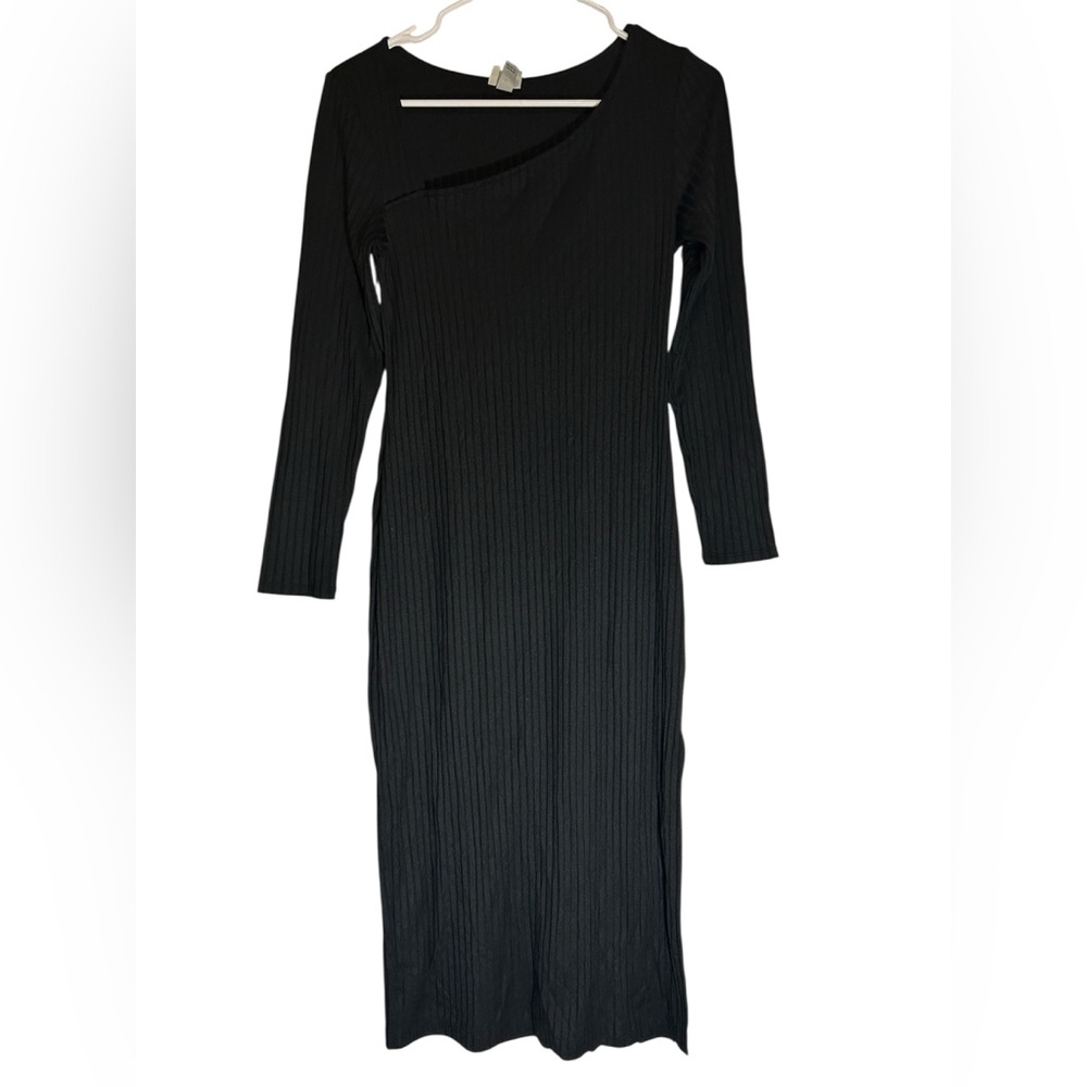 Black a new day asymmetrical neck dress size XS pit 2 pit 15” Length 43”